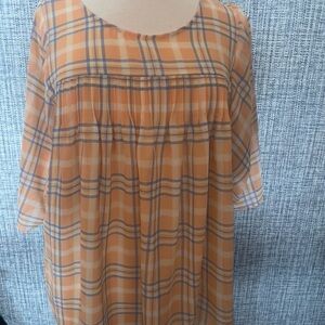 Plaid Sheer Blouse Michael Kors